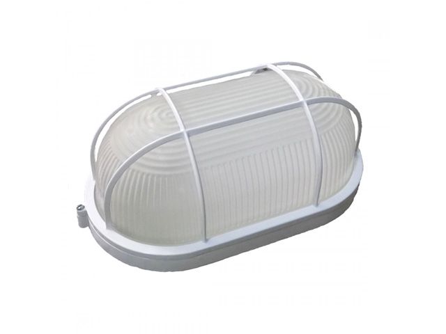 Светильник овал/белый/решетка 100Вт, IP54 (НБП 04-100-002) Юпитер