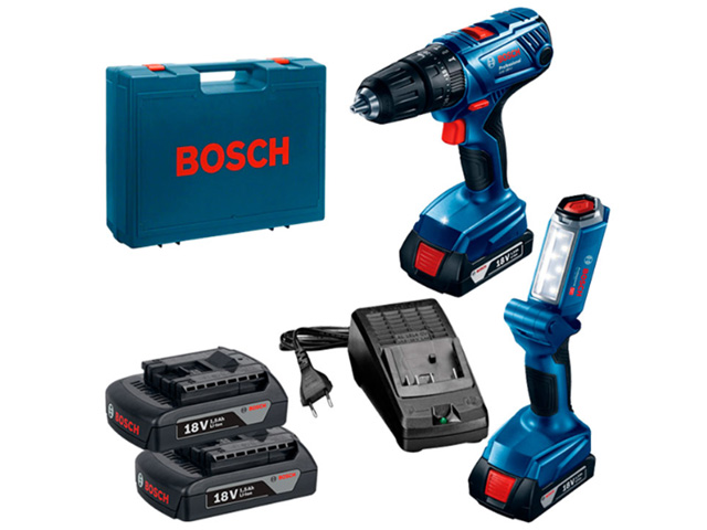 Аккум. дрель-шуруповерт BOSCH GSR 180-LI в чем. + фонарь GLI 18V-300
