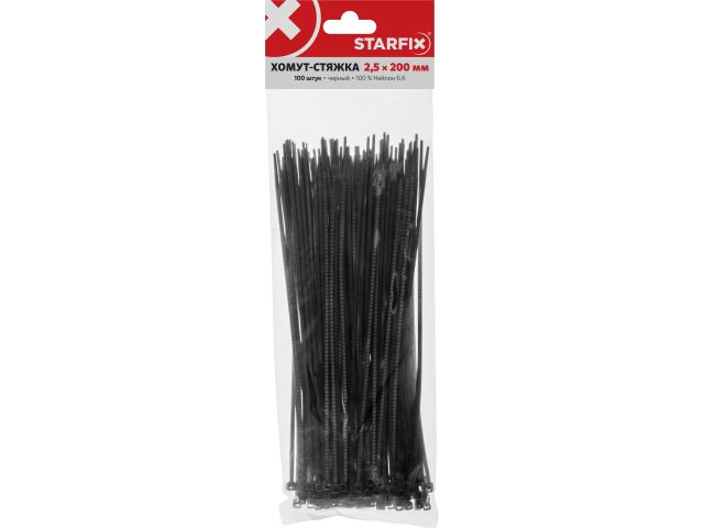 Image 3 Хомут-стяжка 2.5х200 мм черный (100 шт в уп.) STARFIX