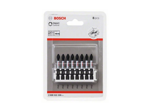 Насадка (бита) крестообразная PH2 50 мм BOSCH ударная торсионная в розничн. упак. ( 8 шт.)