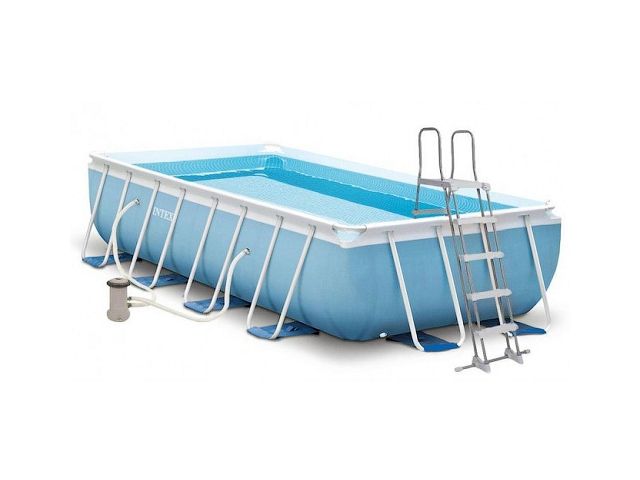 Каркасный бассейн Prism Frame, прямоугольный, 400х200х100 см + фильтр-насос 220 В, лестница, INTEX