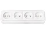 Розетка 4-ая (открытая, б/з) белая, Пралеска, Bylectrica