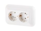 Розетка 2-ая (скрытая, с/з) белая, Эконом, Юпитер