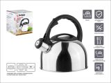 Чайник со свистком, нержавеющая сталь, 2.5 л, серия Magnum, серебристый металлик, PERFECTO LINEA