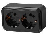 Розетка 2-ая (открытая, с/з) черная, Стандарт, Юпитер