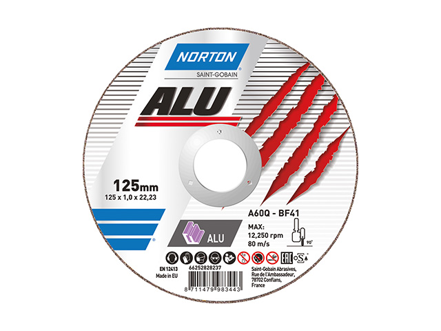 Круг отрезной 125х1.6x22.2 мм для алюминия ALU NORTON