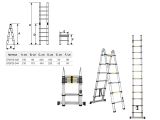 Лестница телескопическая двухсекц. алюм. 220/440см 16,5кг STARTUL (ST9723-044)