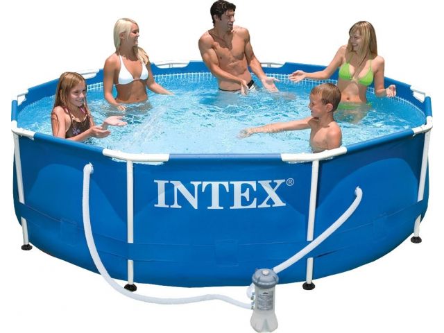 Каркасный бассейн Metal Frame, круглый, 305х76 см + фильтр-насос 220 В, INTEX