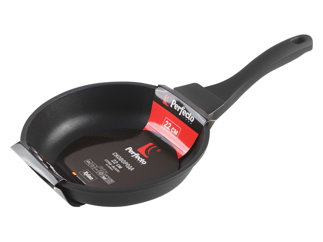 Сковорода ф 22х5.5 см, алюм., антиприг. покр., серия Black, PERFECTO LINEA