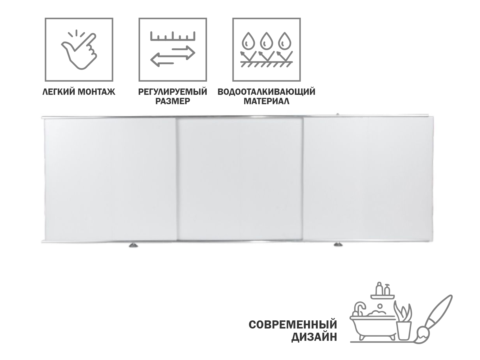 Экран под ванну 1,5 м, белый матовый, PERFECTO LINEA