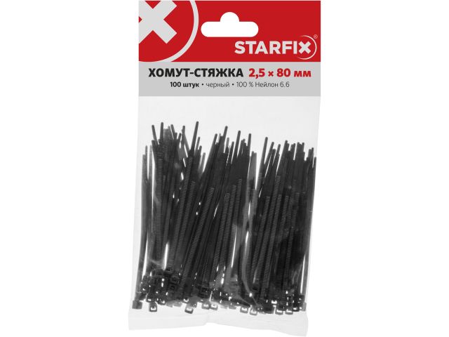 Image 3 Хомут-стяжка 2.5х80 мм черный (100 шт в уп.) STARFIX