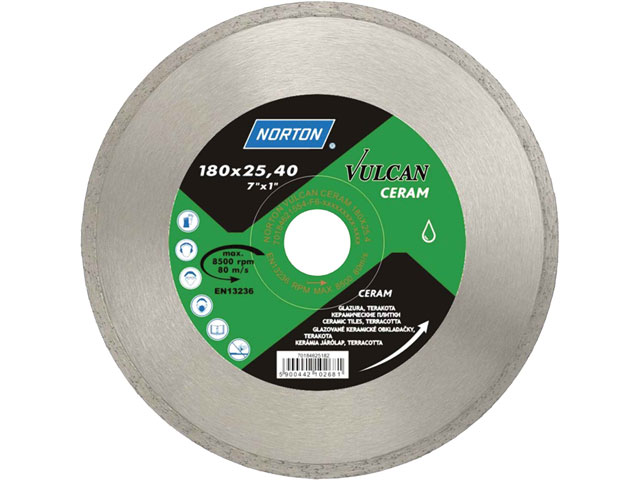 Алмазный круг 115х22.2 мм по керамике сплошн. VULCAN TILE NORTON