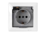 Розетка 1-ая (скрытая, с/з, брызг. защ.) белая, Стиль, Bylectrica