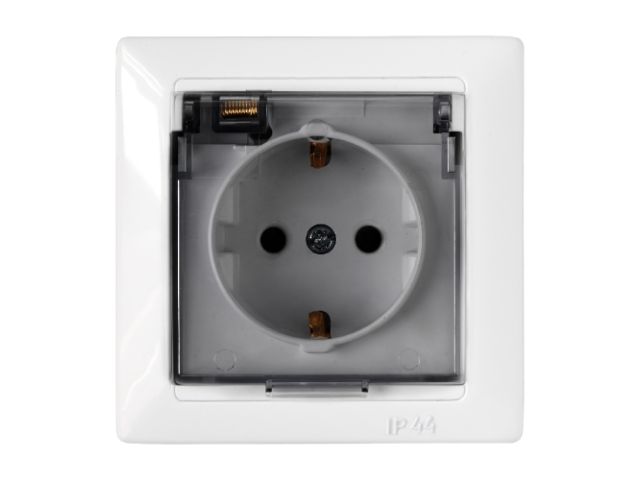 Image 1 Розетка 1-ая (скрытая, с/з, брызг. защ.) белая, Стиль, Bylectrica