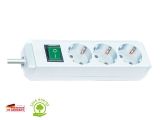 Удлинитель 5м (3 роз., 3.3кВт, с/з, выкл., ПВС) белый Brennenstuhl Eco-Line