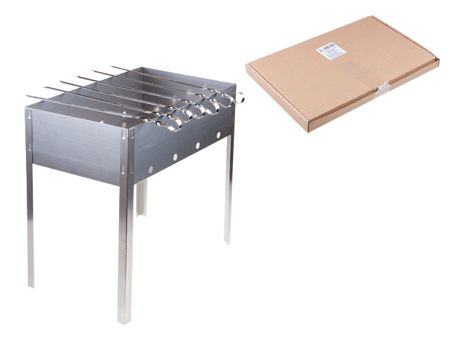Мангал сборный "Эконом" с шампурами в г/карт.кор.(400х250 х400х0,4толщ,6 шамп.угол.), PERFECTO LIN
