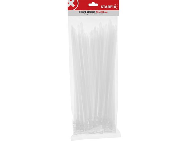 Image 3 Хомут-стяжка 7.6х300 мм белый (100 шт в уп.) STARFIX