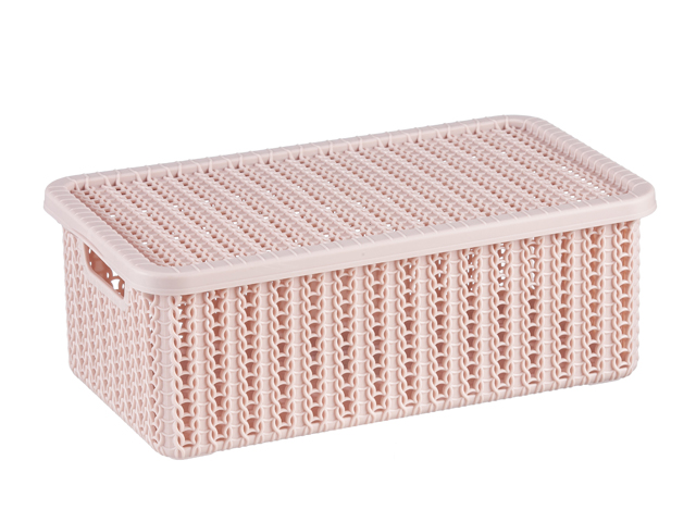 Ящик для хранения с крышкой ВЯЗАНИЕ 95x150x270мм (чайная роза) IDEA
