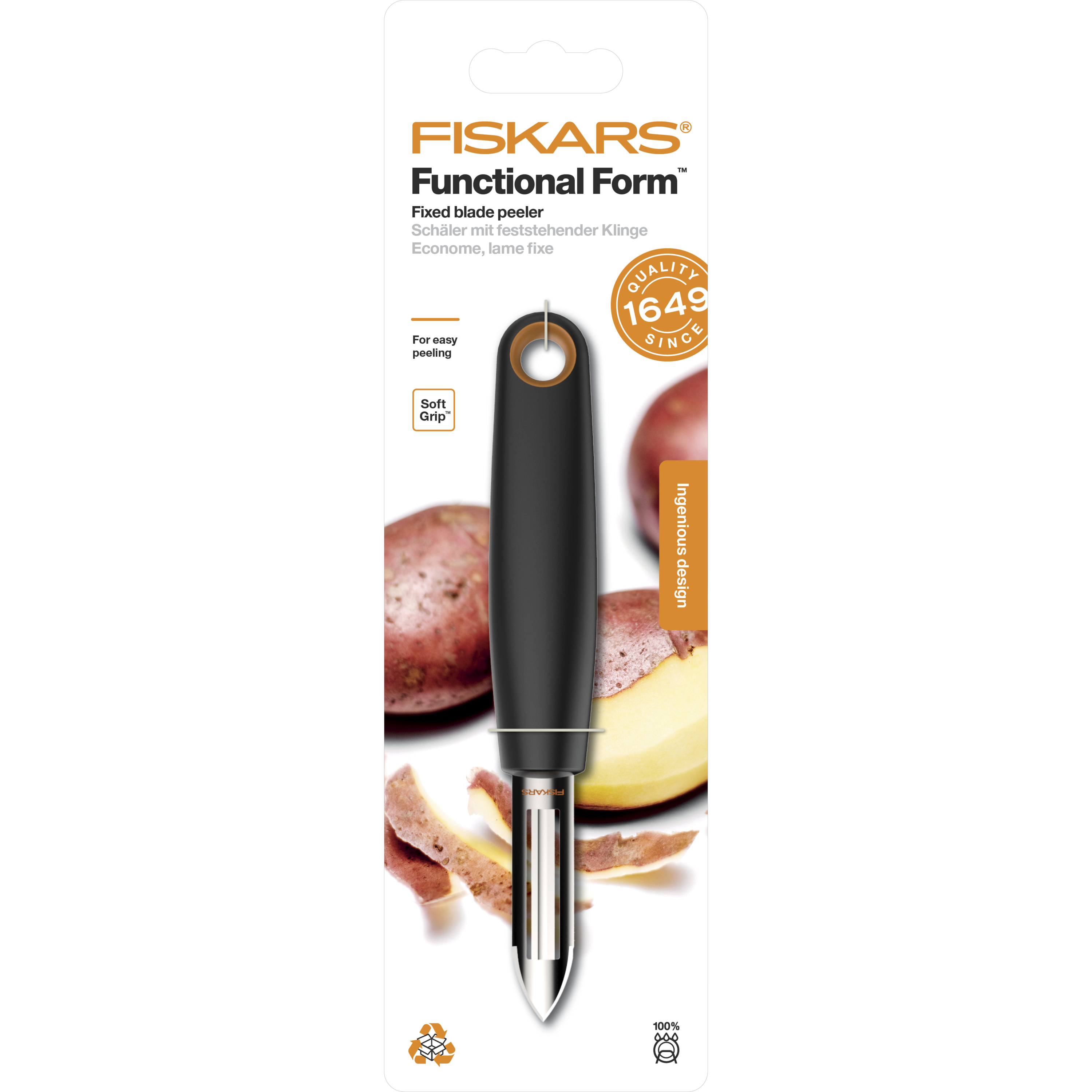 Нож для чистки с фиксированным лезвием Functional Form  Fiskars