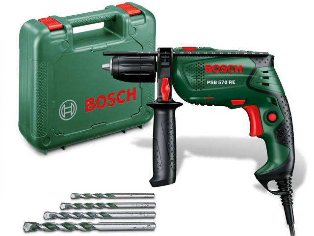 Дрель ударная BOSCH PSB 570 RE в чем. + набор сверл
