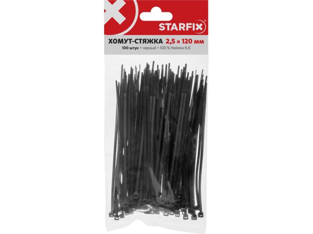Image 3 Хомут-стяжка 2.5х120 мм черный (100 шт в уп.) STARFIX
