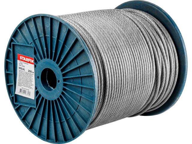 Трос стальной в ПВХ М5(4) DIN 3055 (бухта 200 м) STARFIX