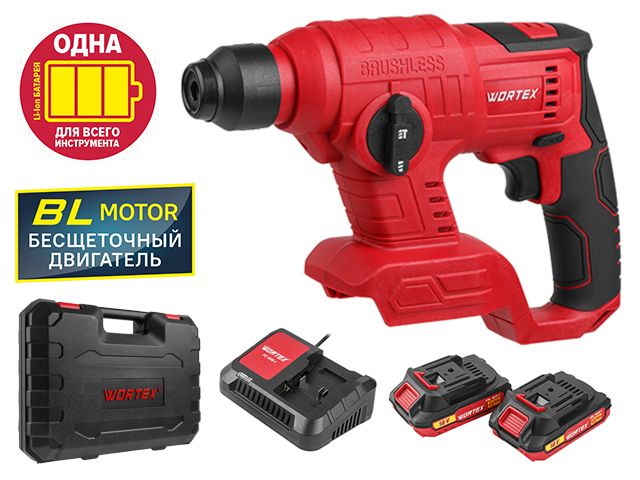 Аккум. перфоратор WORTEX CRH 1810 в чем. ALL1 МЕГА АКЦИЯ БЕСЩЕТ., 18 В, 1.2 Дж, 20 мм, 2х2 А*ч