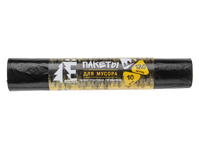 Мешки для мусора, 180 л, 10 шт, "Е-Ромашка", черные, РОМАШКА