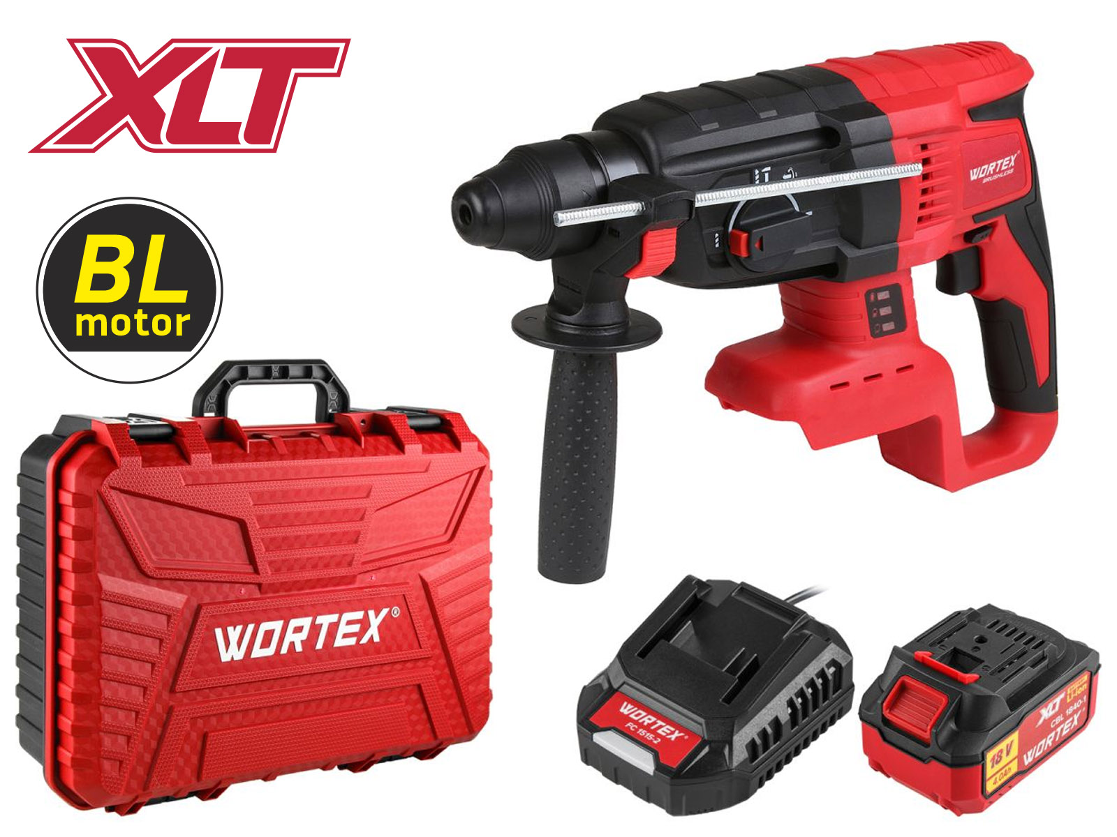 Аккум. перфоратор WORTEX CRH 1824-2 в чем. ALL1 МЕГА АКЦИЯ БЕСЩЕТ., 18 В, 2.6 Дж, 26 мм, 1х4 А*ч