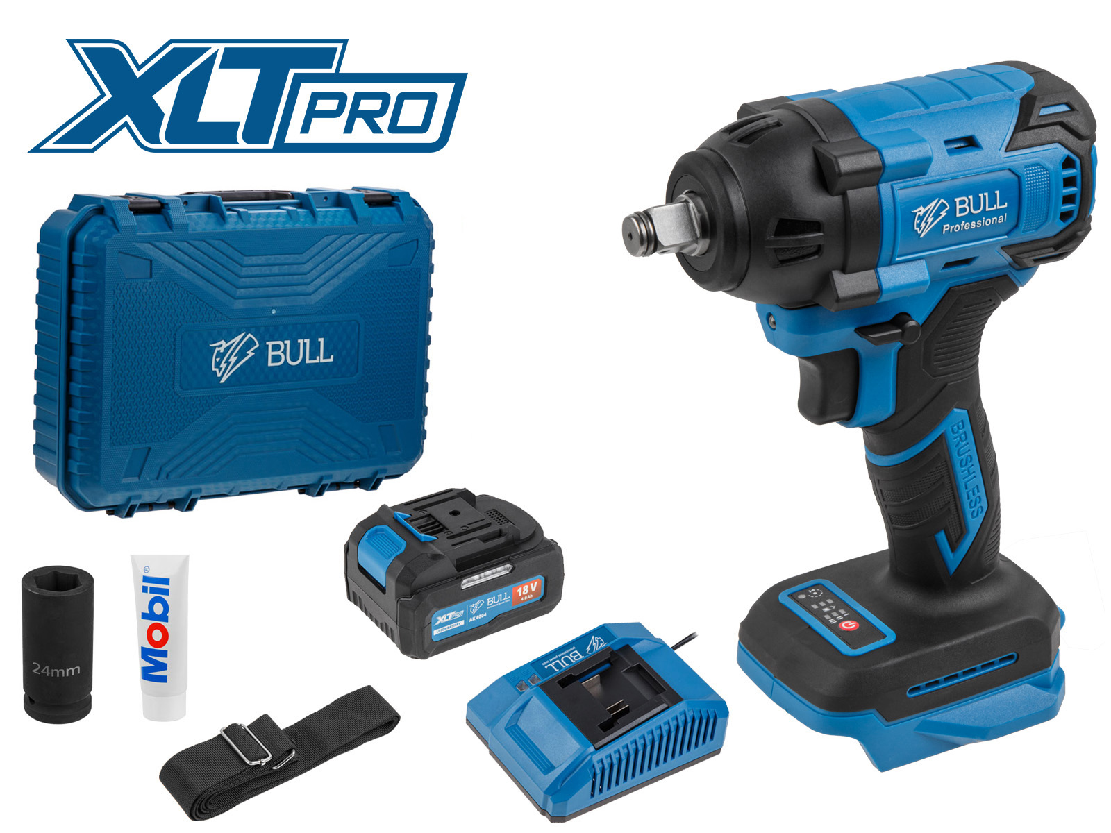 Аккум. ударный гайковерт BULL SC 1804 в чем. БЕСЩЕТ., 18 В, 400 Н*м, 1/2", 1х4 А*ч, з/у 4 А