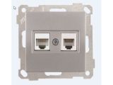 Розетка телефонная + компьютерная (RJ12+Cat5e, скрытая, без рамки) серебро, DARIA, MUTLUSAN