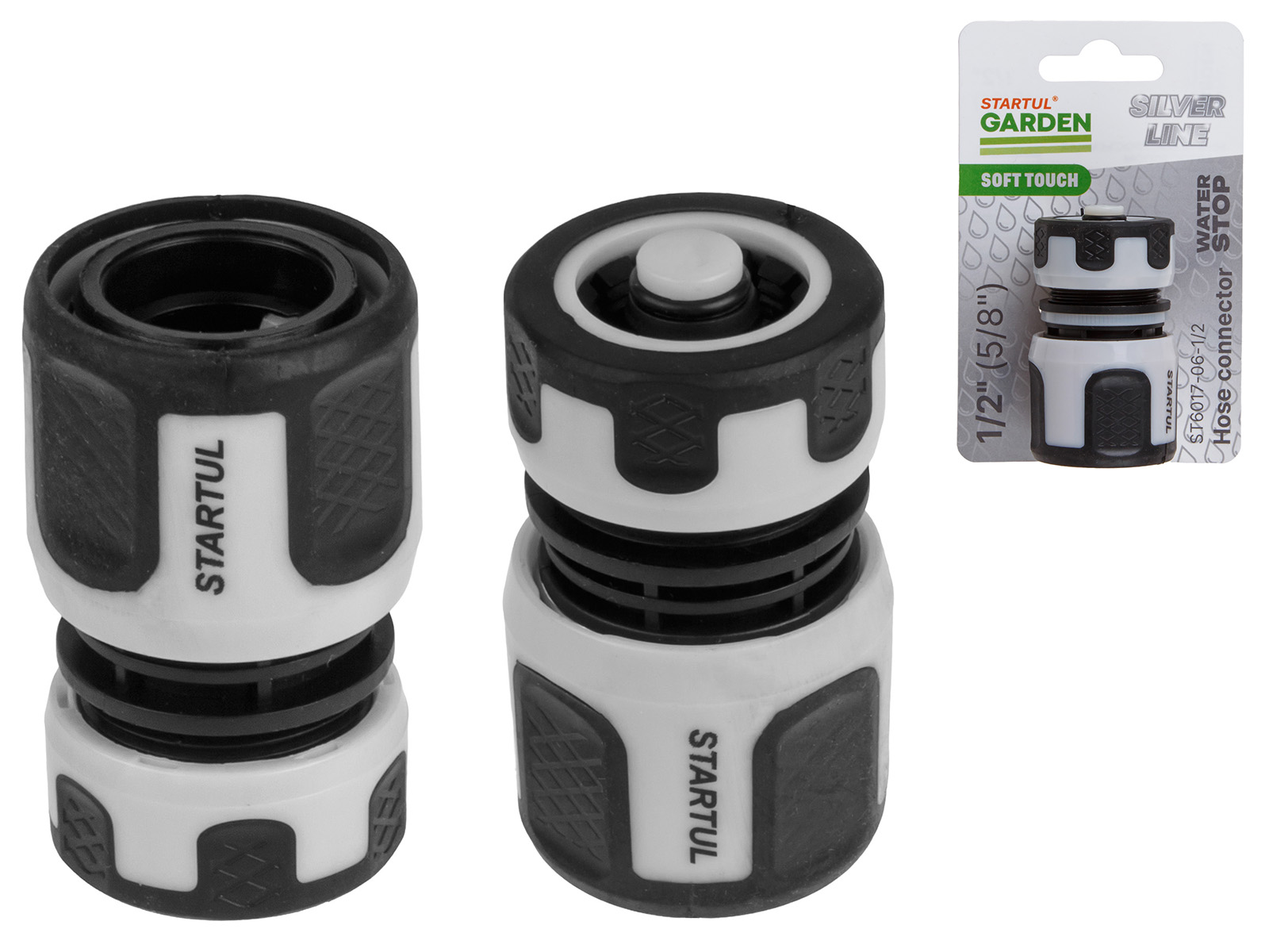 Муфта быстросъемная 1/2"(5/8") с автостоп. STARTUL GARDEN (ST6017-06-1/2)