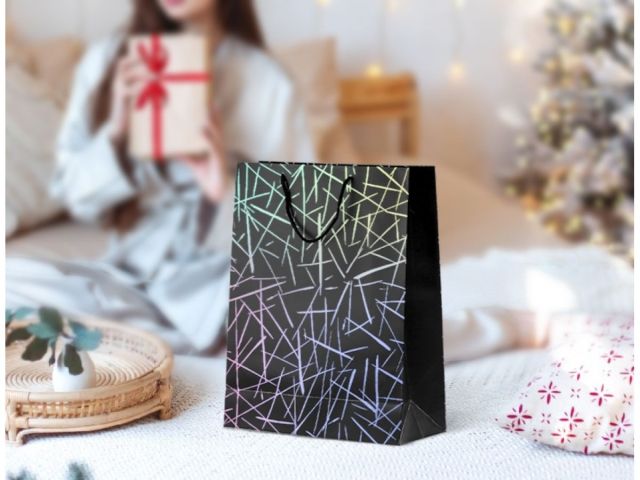 Image 5 Пакет подарочный с ручками, 42х31х12 см., черный, серия Emma, PERFECTO LINEA