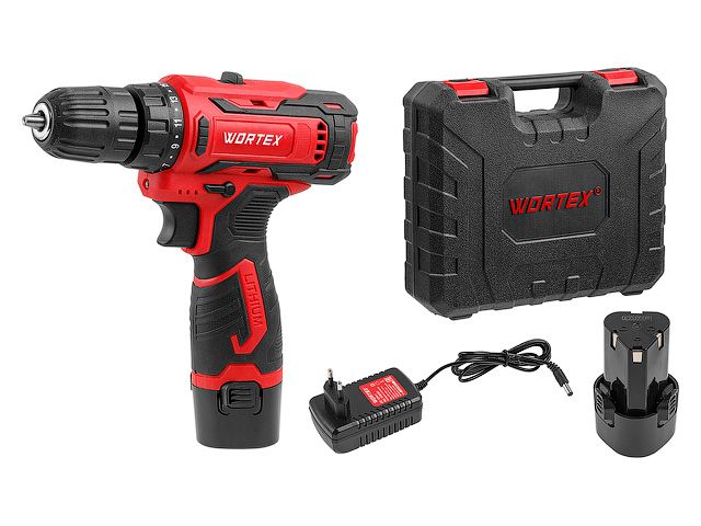 Аккум. дрель-шуруповерт WORTEX BD 1220 Li в чем. 12 В, 30 Н*м, 2х1.5 А*ч, БЗП 10 мм