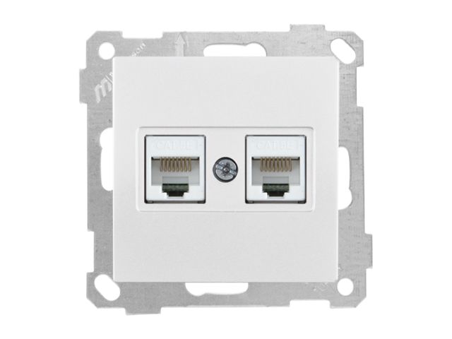 Розетка компьютерная 2xRJ45 (Cat5e) белая, ELITRA, MUTLUSAN