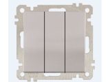 Выключатель 3-клав. (скрытый, без рамки, пруж. зажим) серебро, DARIA, MUTLUSAN