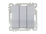 Выключатель 3-клав. (скрытый, винт. зажим) серебро, ELITRA, MUTLUSAN