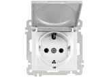 Розетка 1-ая (скрытая, с/з, с крышкой) белая, ELITRA, MUTLUSAN