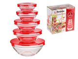 Watch image 2 Набор салатников стеклянных с крышками 5шт., Позитиво (Positivo), PERFECTO LINEA