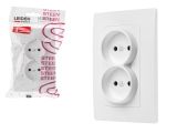 Розетка 2-ая (скрытая, б/з) белая, Steen, LEIDEN ELECTRIC