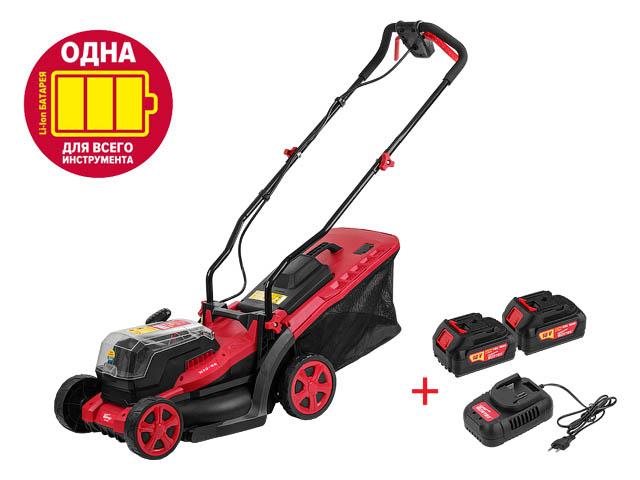 Газонокосилка аккумуляторная WORTEX CLM 3536 ALL1 18В+18В, 2акб, 4 Ач, шир.340 мм