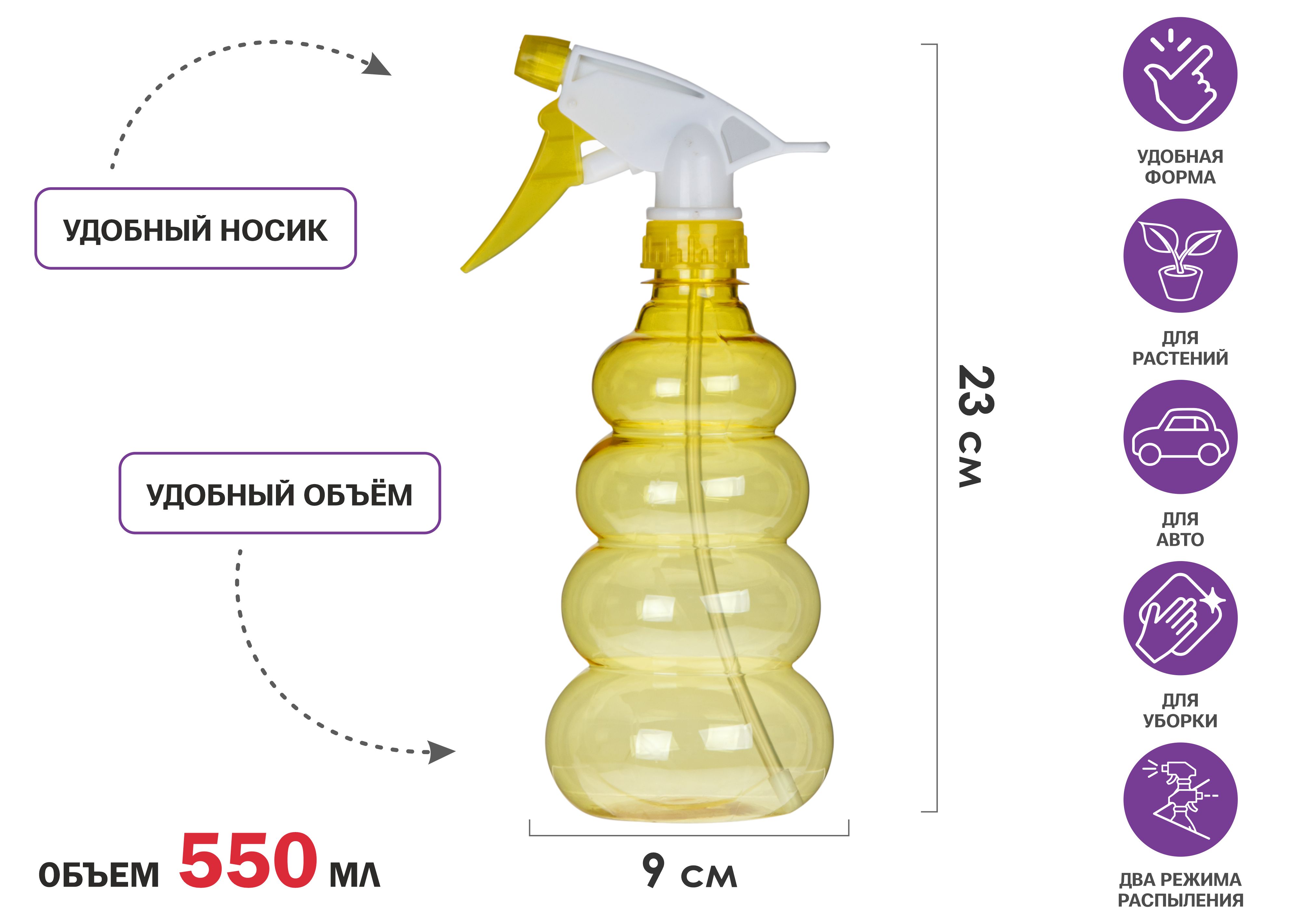 Опрыскиватель ручной 0,55л с пульверизатором, PERFECTO LINEA