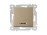 Выключатель 1-клав. (с подсветкой, скрытый, без рамки, винт. зажим) золото, RITA, MUTLUSAN