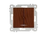 Выключатель 2-клав. (с подсветкой, скрытый, без рамки, винт. зажим) орех, RITA, MUTLUSAN