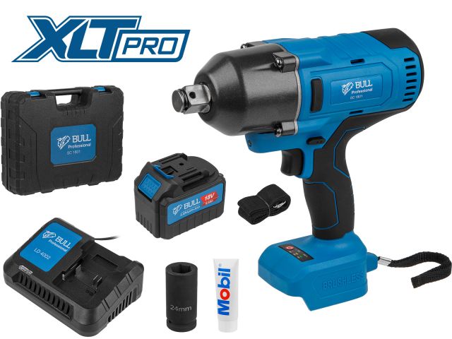 Аккум. ударный гайковерт BULL SC 1801 в чем. БЕСЩЕТ., 18 В, 1000 Н*м, 3/4", 1х6 А*ч, з/у 4 А