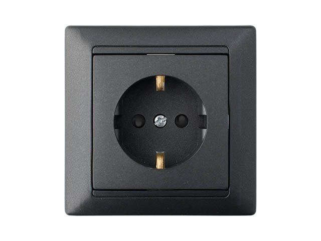 Image 1 Розетка 1-ая (скрытая, с/з, з/ш) графит, Стиль, Bylectrica
