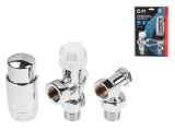 Комплект кранов осевой 1/2" для радиатора ХРОМ, AV Engineering (инд. упак.)