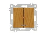 Выключатель 2-клав. (с подсветкой, скрытый, без рамки, винт. зажим) дуб, RITA, MUTLUSAN