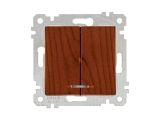 Выключатель 2-клав. (с подсветкой, скрытый, без рамки, винт. зажим) вишня, RITA, MUTLUSAN