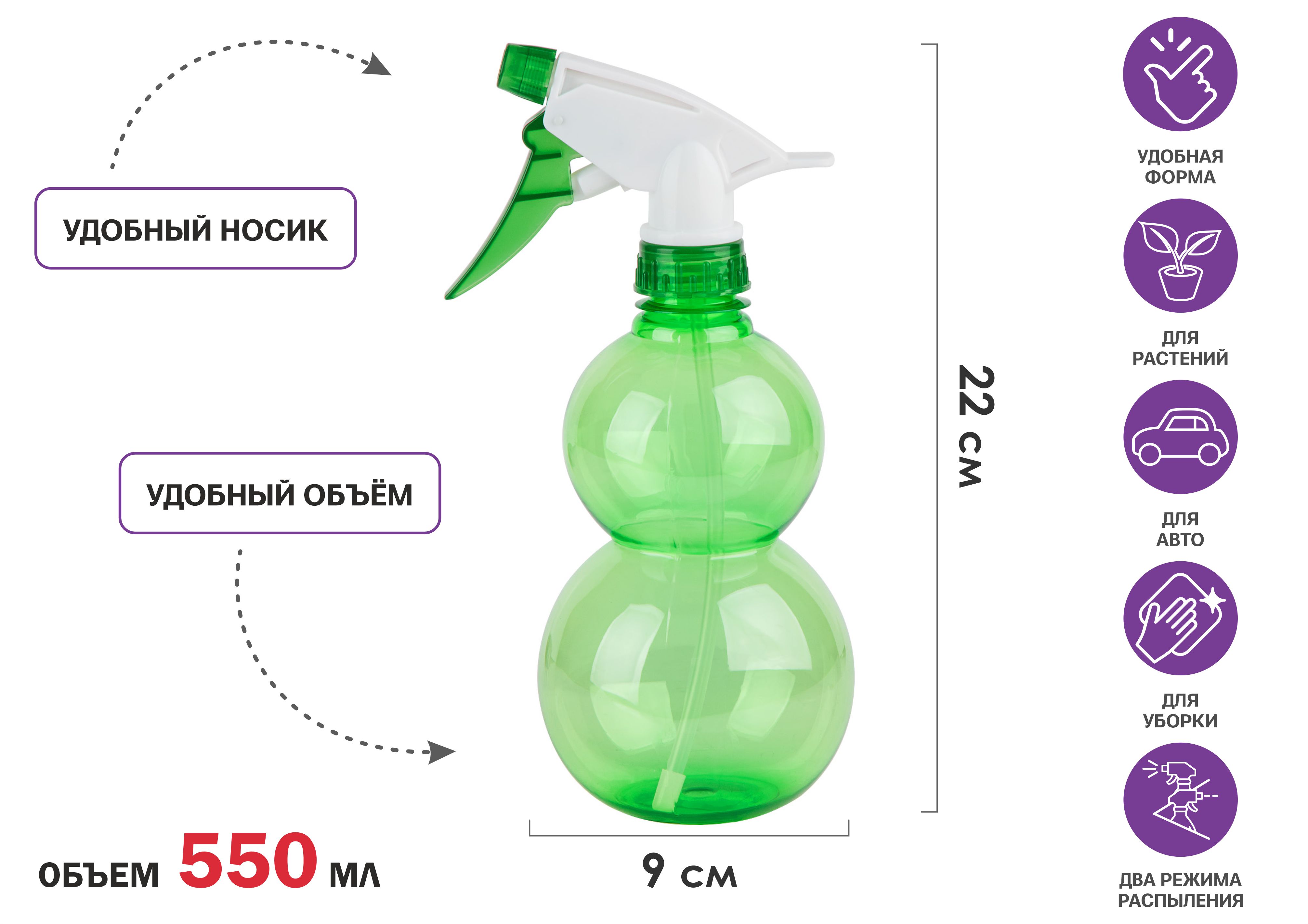 Опрыскиватель ручной 0,55л с пульверизатором, PERFECTO LINEA